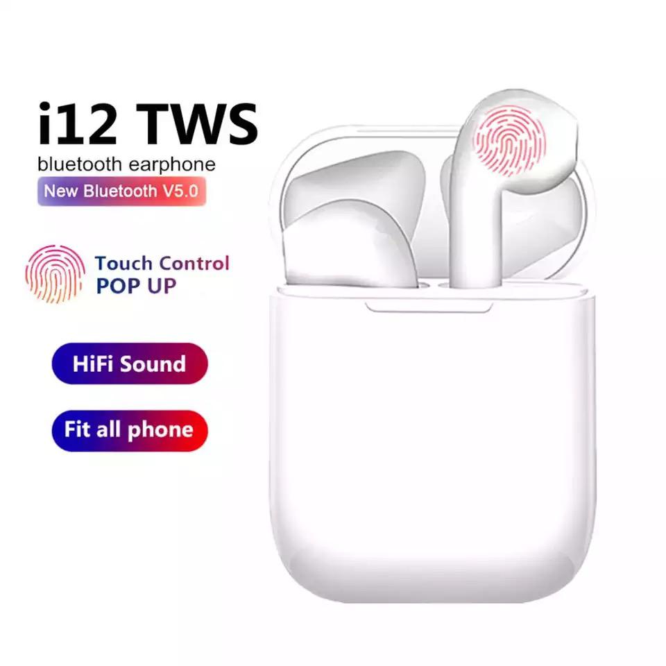 Casti audio wireless cu carcasa de incarcare i12 tws
